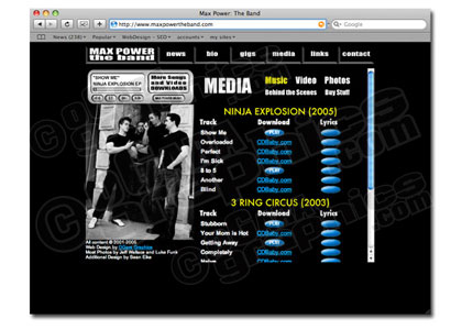 Web Design - Max Power the Band